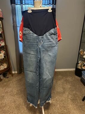 Pinkblush Navy Panel Blue Straight Leg Maternity Jeans